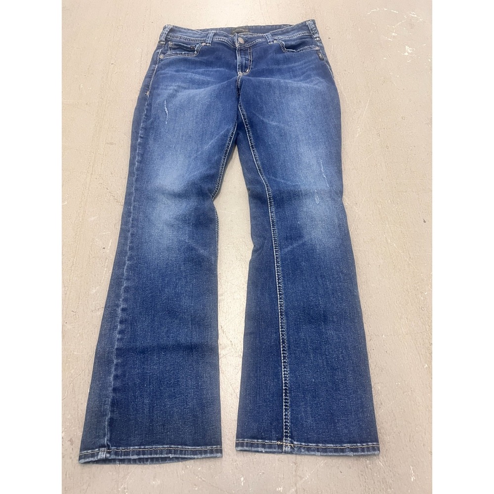 Silver Jeans Co. Elyse Slim Bootcut Women 31x31 Blue Denim Distressed Streetwear